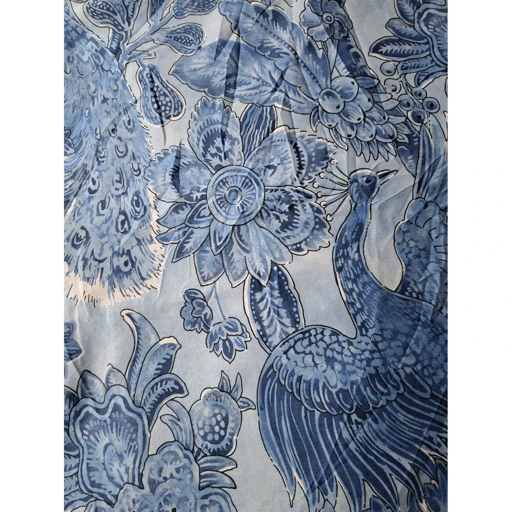 Williams Sonoma Queen Duvet Cover Set 2 Pillow Shams Blue Floral 100% Cotton